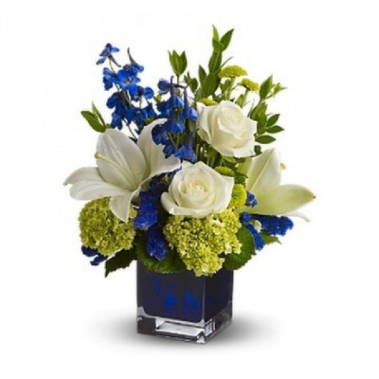 Bouquet de fleurs Touche bleutée